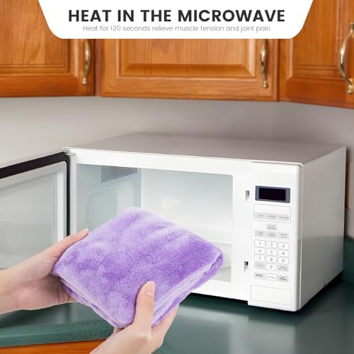 Microwave Heating Pad 6.5 * 12" Microwave Bean Bag Heating Pad for Neck and Shoulders, Moist Heat Pack Pillow Warm Compress for Knee, Muscles, Joints, Abdomen - Purple