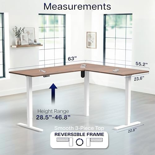 VIVO Dark Walnut 63 x 55 in Corner Standing Desk, DESK-E3CTWD