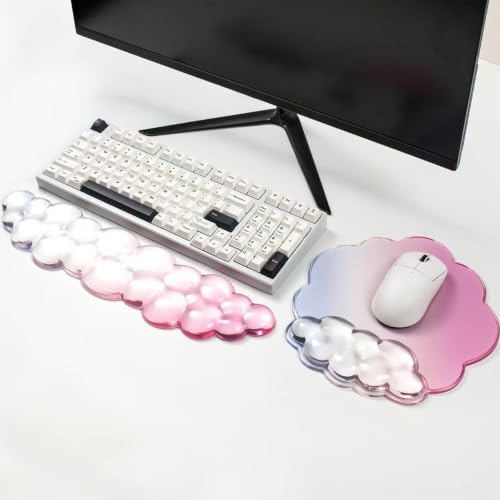 Pink Cloud Wrist Rest for Keyboard and Mouse - Ergonomic Gel Cloud Mousepad