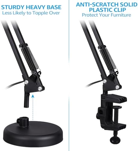 TORCHSTAR Metal Desk Lamp, Adjustable Swing Arm, E26, Black