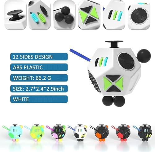 Fidget Dodecagon,12 Sided Fidget Toys Cube for Kids and Adults(A2 White)