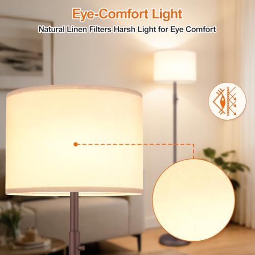 Floor Lamp Simple Design with Shade, Small Tall Lamps for Living Room Bedroom Office Dining Room Kitchen-Matte Brown