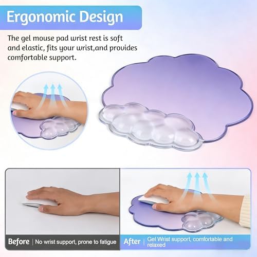 2 in 1 Gel Cloud Wrist Rest Set for Keyboard and Mouse - Office Accessories