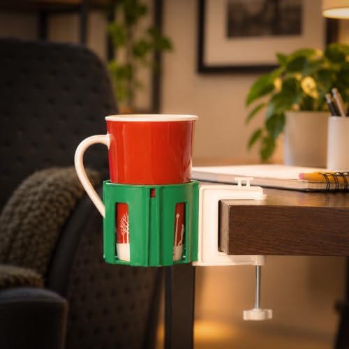 Original Large Desk Cup Holder Clamp, Heavy Duty Plastic Drink Holder Green