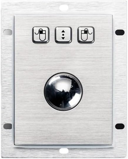 Embedded Mechanical Trackball Mouse USB PS2 Panel Mount 38mm Metal Rollerball Industrial Pointing Device(PS2 Interface,Stainless Steel)