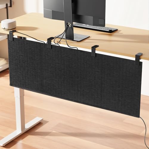 No Drill Under Desk Cable Management Privacy Panel,47.2" Felt Modesty Panel