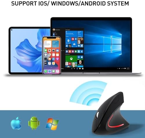 Wireless Ergonomic Mouse, 2.4G Wireless Vertical Ergo Mouse, 800/1200/1600 Adjustable DPI,6 Buttons Ergonomic Mouse for Laptop/MacBook/PC/Desktop-Black