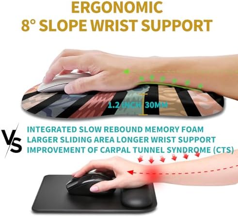 Hokafenle Ergonomic Mouse Pad Wrist Support, Wrist Rest Mousepad for Carpal Tunnel Pain Relief with Integrated Memory Foam Slope Massage Bulge (11.8x7.9 inch,Cute Cat Claw