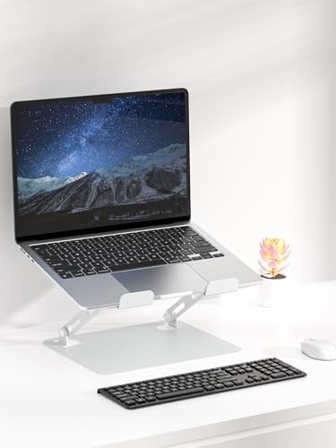 SOUNDANCE Laptop Stand, Heavy Metal Base, Adjustable, 10-15.6", Silver
