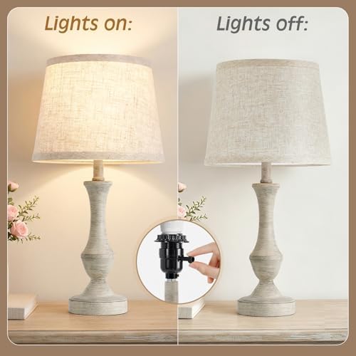 Luvkczc Table Lamp Set of 2, 19" Cottage Core Resin Bedside Lamps