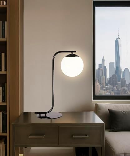 HarvestLand Midnight Sphere Marble Base Table Lamp, Globe & Modern Lamp