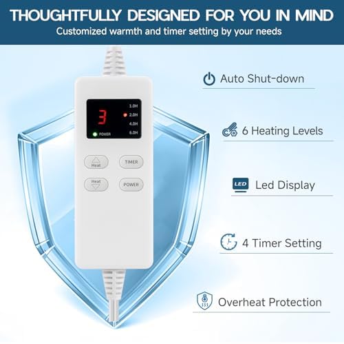 Large Heating Pad for Neck Shoulders Back Abdomen, Soft Fast Heating with Moist Dry Therapy Auto Off, Blue - Mothers Day Gift for Women Mom, Father’s Day Gifts for Men Dad