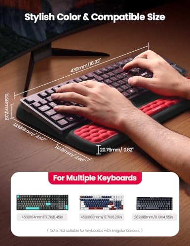 Vaydeer Keyboard Stand with Wrist Rest, Gaming Wrist Support Pad, Ergonomic Hand Rest Arm Memory Foam for Palm Typing Comfort, Keyboard Riser Holder Lifter Computer Desk Accessory Office Home-Black