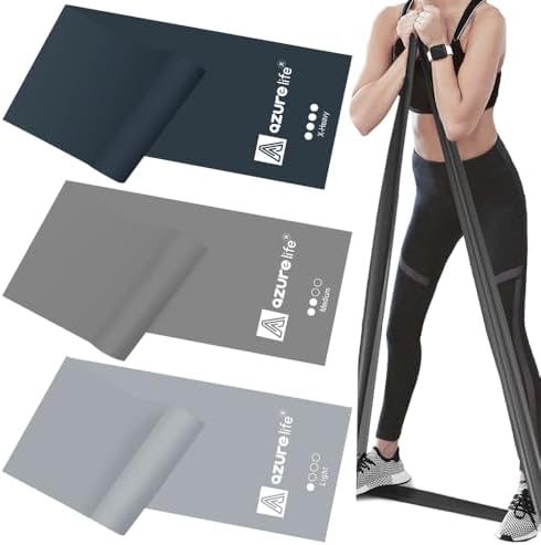 A AZURELIFE Resistance Bands,Professional Long Non-Latex Elastic Stretch Bands,Exercise Bands for Physical Therapy, Yoga, Pilates, Rehab, at-Home or The Gym Workouts, Strength Training