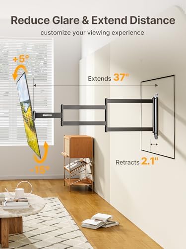 monTEK 37 Inch Long Arm TV Wall Mount for 23-65 Inch TVs