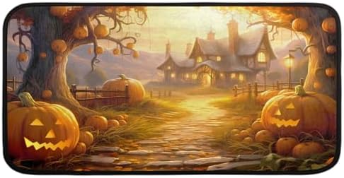 Kitchen Mats, Halloween Pumpkin Kitchen Rugs, Cushioned Anti Fatigue Kitchen Mats, Non-Slip Standing Desk Mat, Absorbent Kitchen Rug for Floor, Kitchen, Office, Sink, 20"×39"