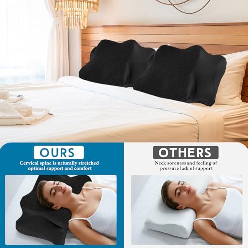 HunnmingRe Pillow Case for Cervical Neck, Black, Queen Size