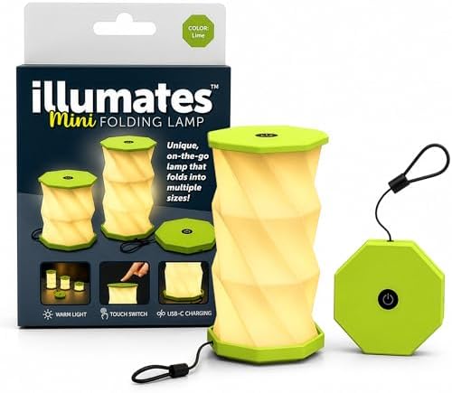 Origami Expanding Foldable LED Desk Lamp – USB Rechargeable & Portable - Dimmable Touch Control Light with Adjustable Height up to 5 1/2 for Office, Travel, Bedside - Sleek & Modern Design (Lime)