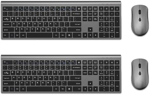 Slim Silent Full Size Wireless Keyboard Mouse Combo Grey2 Pack
