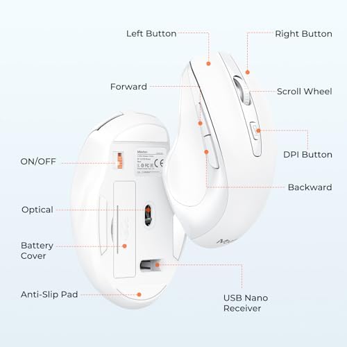 MEETION White Wireless Keyboard and Mouse Combo, Full-Size with Wrist Rest