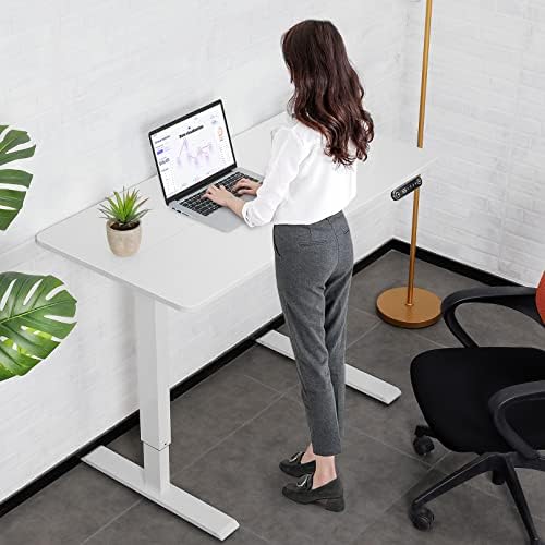 farexon 48 x 24 inch Standing Desk Electric Adjustable Height with Power Outlets, Stand up Desk with Wheels, Preset Heights Home Office Gaming Computer Workstations Table(White)