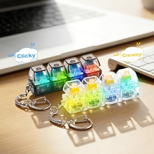 2 Pcs LED Keyboard Fidget Toy, Clicky & Creamy Fidget Clicker Keychain
