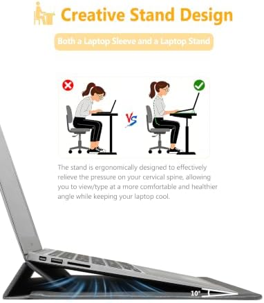 HYZUO 13 Inch Laptop Sleeve Case with Stand for MacBook Air, Space Gray
