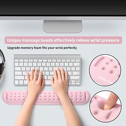 UnivoColors Pink Superfine Memory Foam Keyboard Wrist Rest Soft Gel Ergonomic Wrist Support Pad for Computer, Laptop, Office, Gaming, Typing