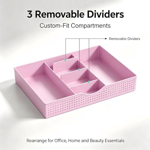 gianotter Desk Organizers and Accessories, Monitor Stand with Drawer and 2 Pen Holder, Desktop Organizer Suitable for Offices and Dormitories (Pink)