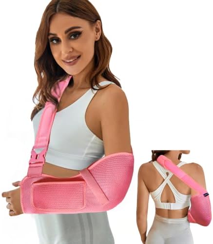 VISKONDA Arm Sling Shoulder Immobilizer-Rotator Cuff Support Brace-Comfortable Medical Sling for Shoulder Injury,Left and Right Arm,Men and Women,for Broken,Dislocated,Fracture,Strain(Pink,Large)