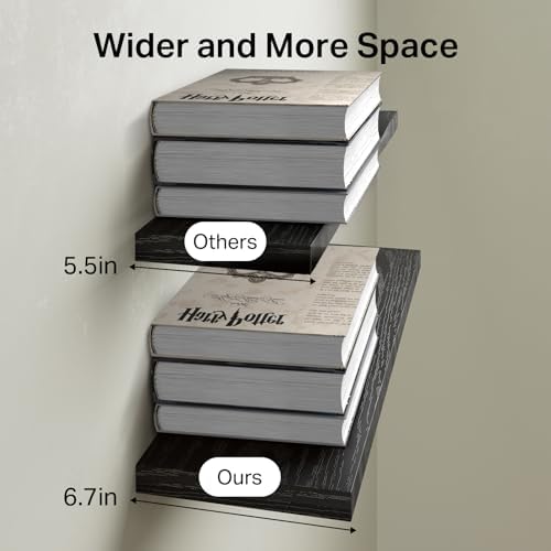 BAYKA Black Floating Shelves 22.5in, Set of 3, Wall Mounted for Wall Decor