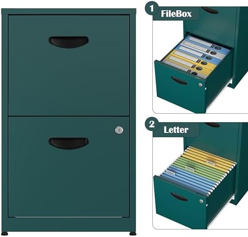 SteeLoong 2 Drawer File Cabinet,Metal Office File Cabinet with Lock,Green