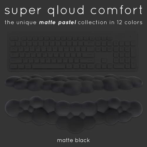 Black Cloud Keyboard Wrist Rest – Create-ables Qloud Black Wrist Rest for Computer Keyboard and Mouse, Ergonomic Memory Foam Wrist Pad with Non-Slip Base, Includes Cloud Mouse Pad