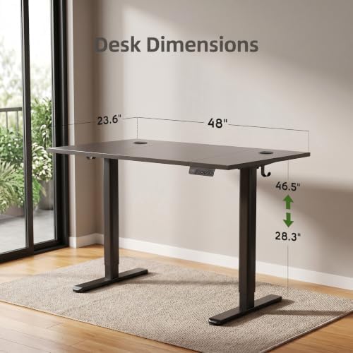 Claiks Electric Standing Desk, 48x24 Inch, Black