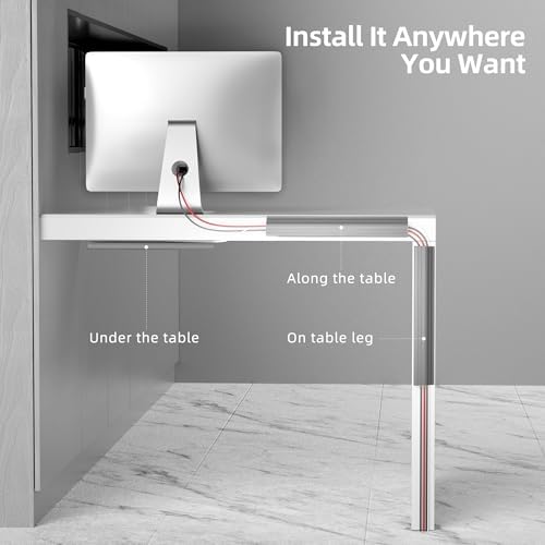 YECAYE 94.2 in Cable Management Under Desk,Easy Install Adhesive Mount Cord Hider,Cord Organizer,Wire Management,Wire Hider for Office Organization,Child & Pet Proof,Grey (Pack of 2)