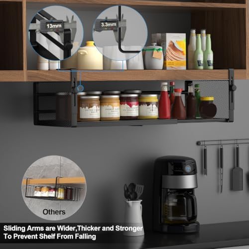 AmonHouseware 2Pack Expandable Under Shelf Storage Basket Organizer,Black