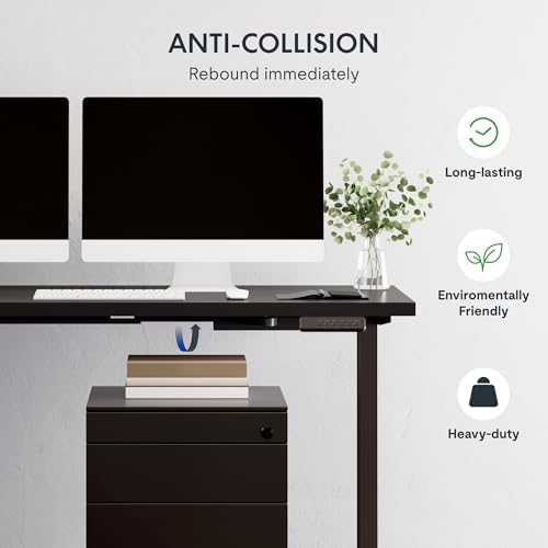 SANODESK Electric L-Shaped Corner Standing Desk with Drawer，63x55