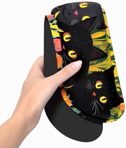 Dapesuom Enlarge Keyboard Wrist Rest, Memory Foam Wrist Cushion for Desk Mats Support, Cute Typing Pain Relief Keyboard Mouse Pad Rests Set with Non-Slip Base for Gaming Laptop Computer, Black Cats