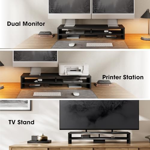 Fenge 31.5 Inch Dual Monitor Stand Riser for Desk, Black