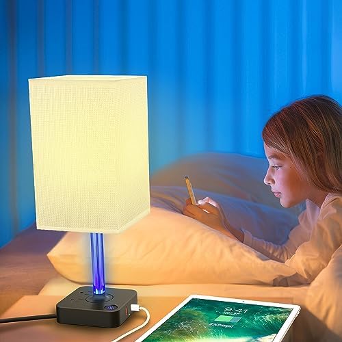Touch Bedside Table Lamps for Bedroom Night Stands with Charging Station