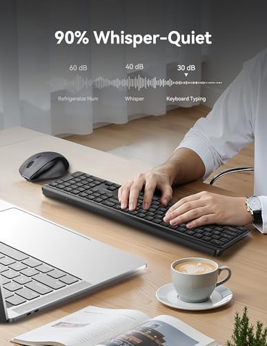 TECKNET Bluetooth Keyboard Rechargeable, 2.4G Wireless Keyboard Full Size