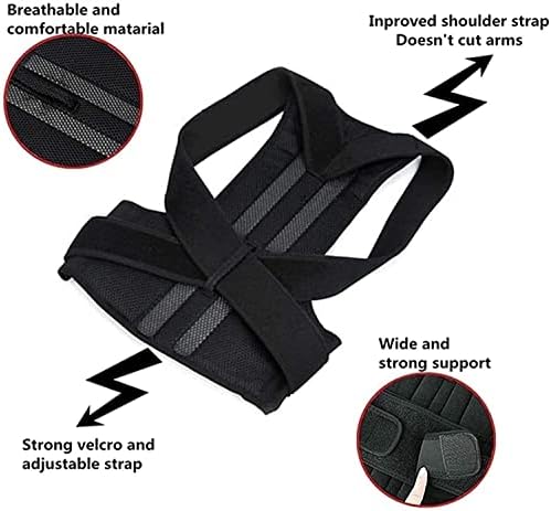Posture Corrector Full Back Support Brace for Women Men Upper and Lower Back Pain Relief Thoracic Kyphosis Rounded Shoulders Compression Vest Back Posture (Color : Black, Size : Medium)