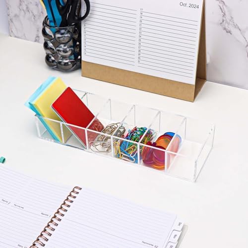 NatSumeBasics Drawer Organizer with 6 Compartments, Clear Desk Storage