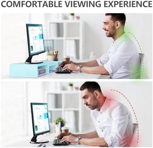 TAVR Dual Monitor Stand Riser, Wooden Computer Monitor Stand for 2 Monitors