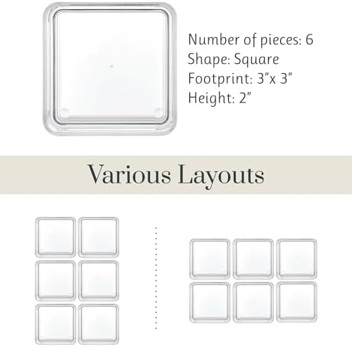 STORi SimpleSort 6-Piece Stackable Clear Drawer Organizer Set | 3" x 3" x 2" Square Trays | Small Makeup Vanity Storage Bins and Office Desk Drawer Dividers | Made in USA (Pack of 2)