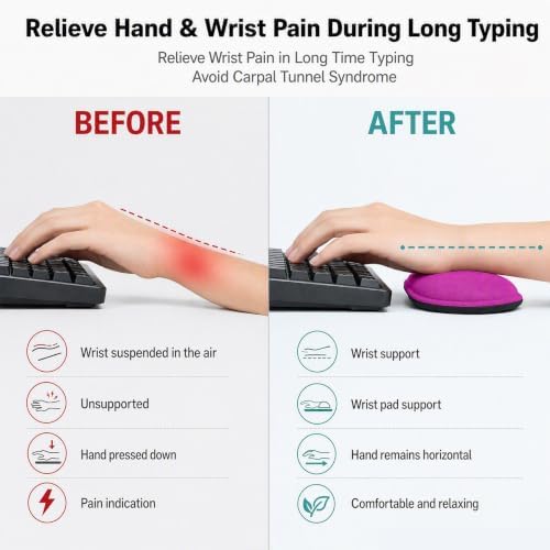 Keyboard Wrist Rest and Mouse Wrist Rest Set - Ergonomic Memory Foam Wrist Cushion - for Wrist Support on Computer, Laptop, Office, Playing Games, Typing Relieves Wrist Pain Rose Red