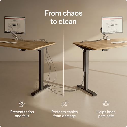 Desktronic Magnetic Cable Management Tray — No Drill Under Desk Cord Organizer, Holds 10 Cables, Reinforced Steel Cable Holder for Home Office, Gaming Setup & Sit-Stand Desks