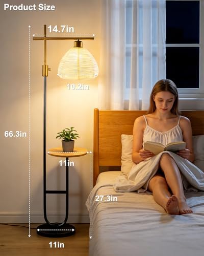 Lightdot Corner Lamp with Shelves, Dimmable Floor Lamp E26 Bulb Included