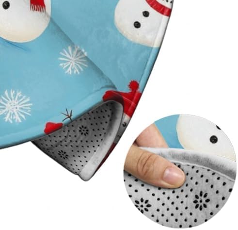 Soft Round Yoga Carpet, Office Chair Decor Round Mat for Carpet and Hardwood Floors Christmas Snowman