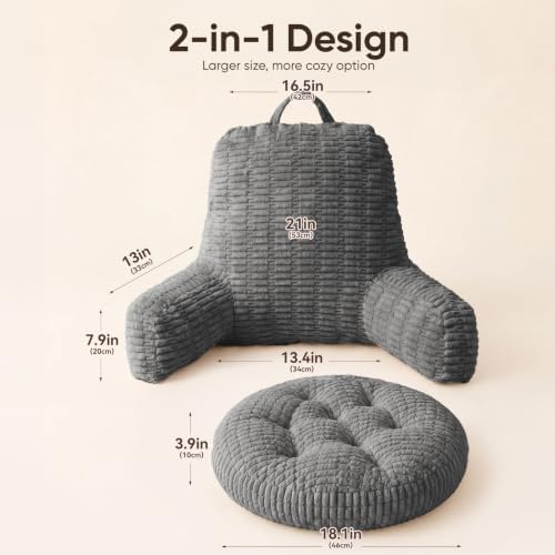 21"H Large Reading Pillow, Backrest Pillow with Floor Cushion Pillow